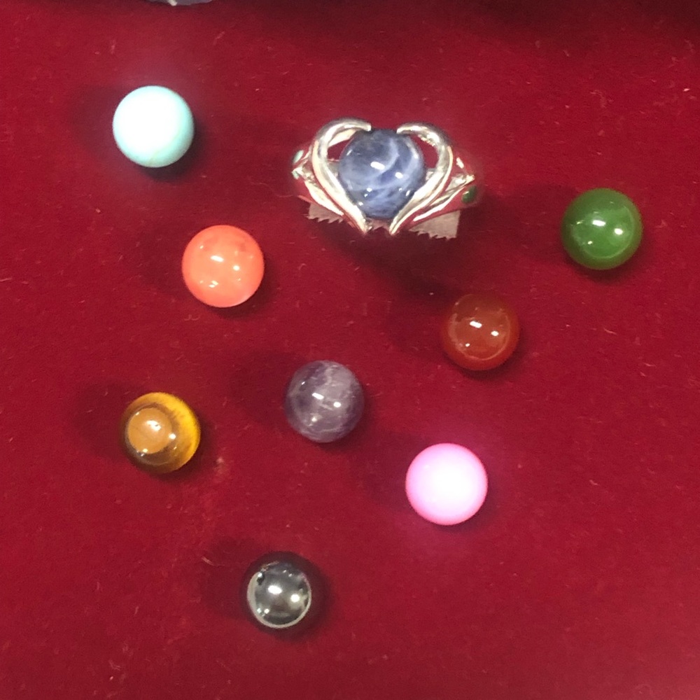 925 Sterling Silver Interchangeable Marble/Stone … - image 4